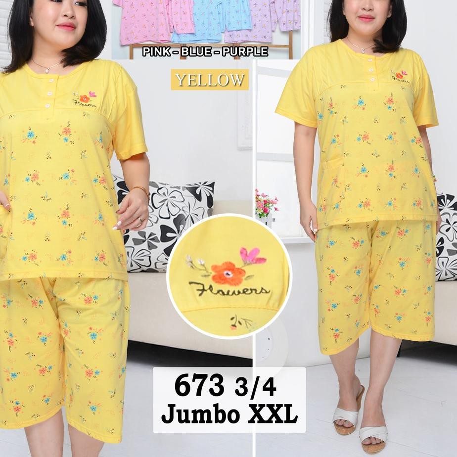 $Grosir Baju Tidur Wanita Dewasa Bahan Kaos Setelan Jumbo Bahan Tebal JST 663 / 673B ,,,