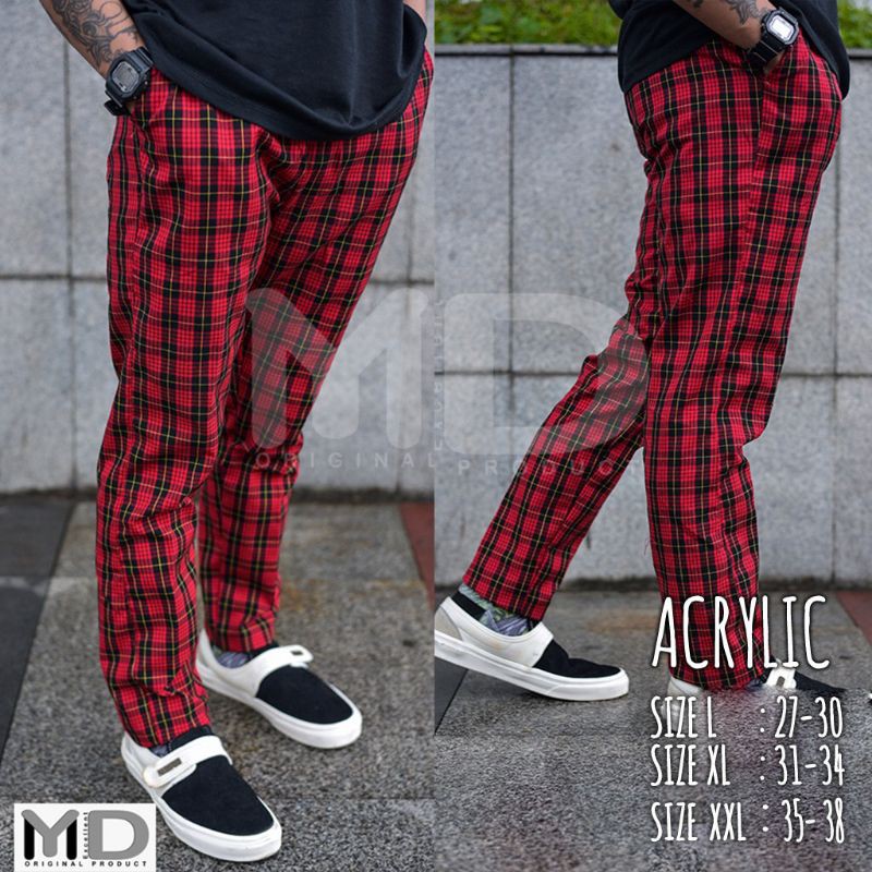 JUMBO BIGSIZE/ Celana Panjang Tartan Pria Acrilic Semi Wool/ Celana Tartan kotak kotak Bigsize Jumbo