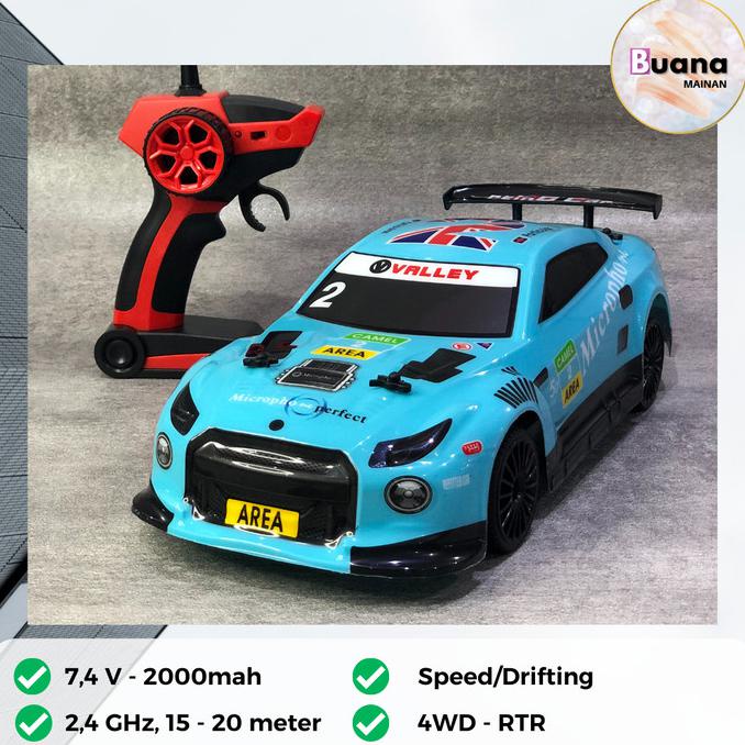 RC MOBIL REMOTE BALAP RACING DRIFT KENCANG - 2,4GHz-BiruMuda