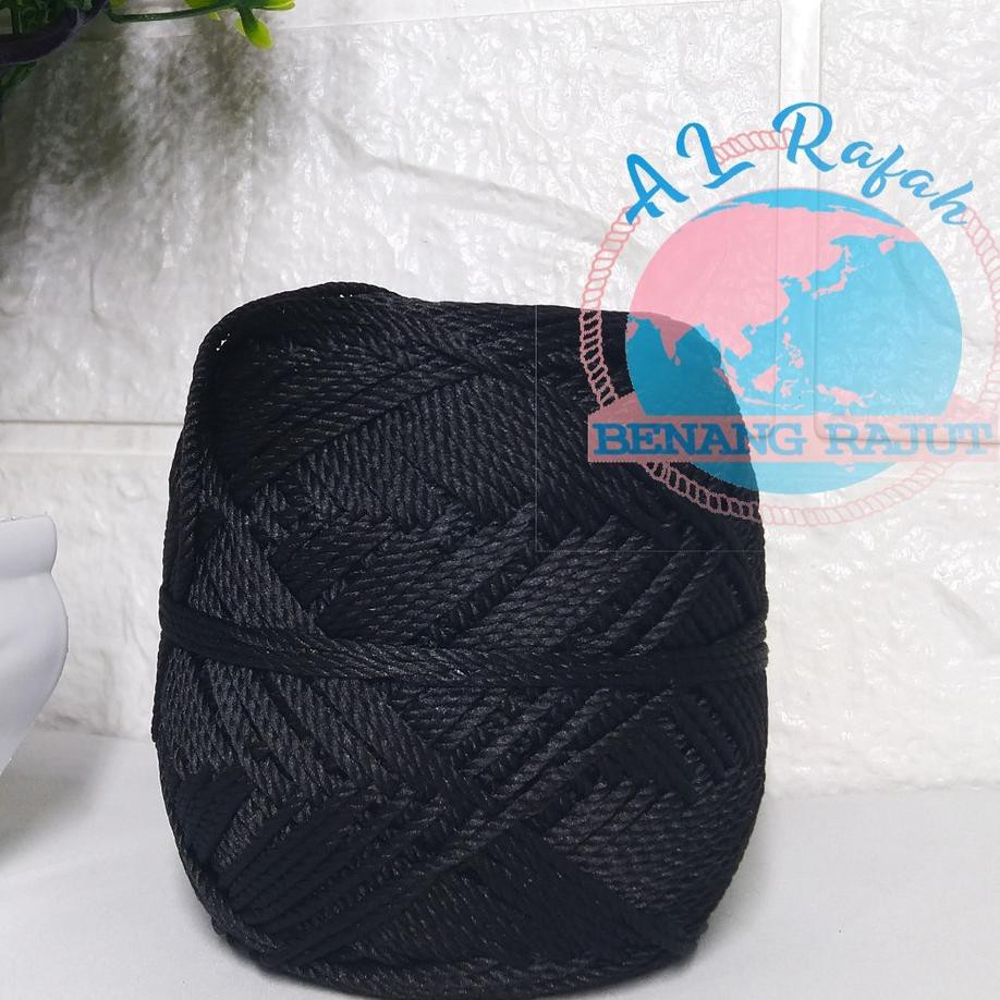 PREMIUM ALRAFAH - BENANG RAJUT POLY KILAP HITAM