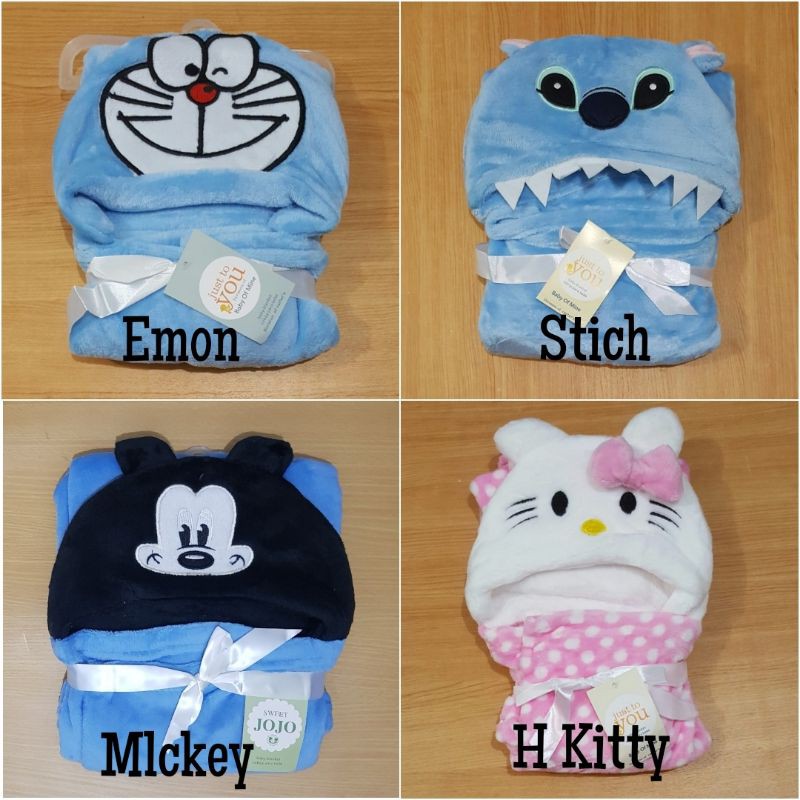 SALE Selimut topi boneka bayi hoodie blanket bulu lembut import