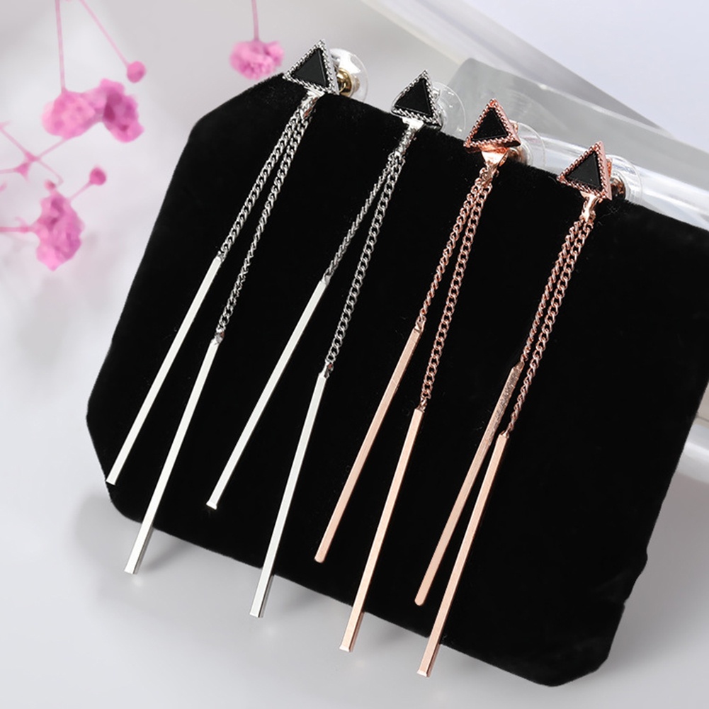 Hu Hu Hu Hu Hu Alat Bantu Pasang Kacamata♡ Anting Tusuk Gantung Wanita Desain Segitigarumbai Panjang Untuk Pestamalamhadiah