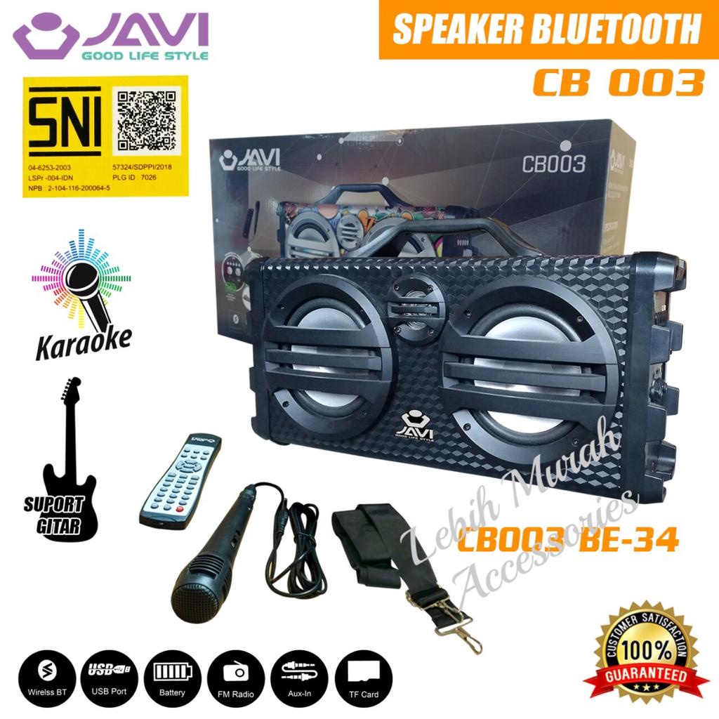 Speaker Bluetooh JAVI CB003 Dual Subwofer Stereo + Mic/Remote Support Input Gitar Speaker Karaoke Speaker Aktif Speaker Gede Speaker Superbass Speaker aktip