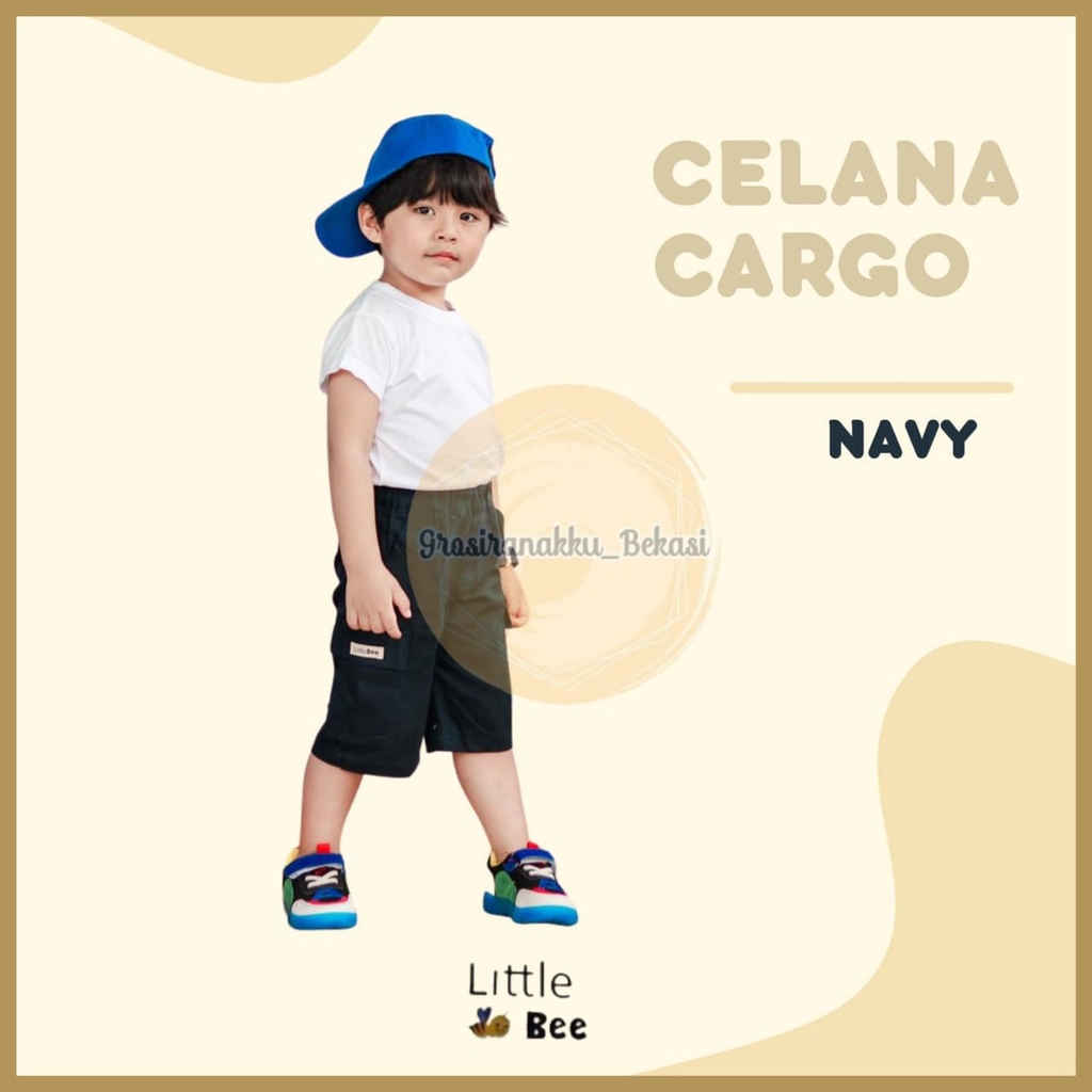 Celana Anak Cargo Pendek Littlebee Navy Size 1-5Tahun