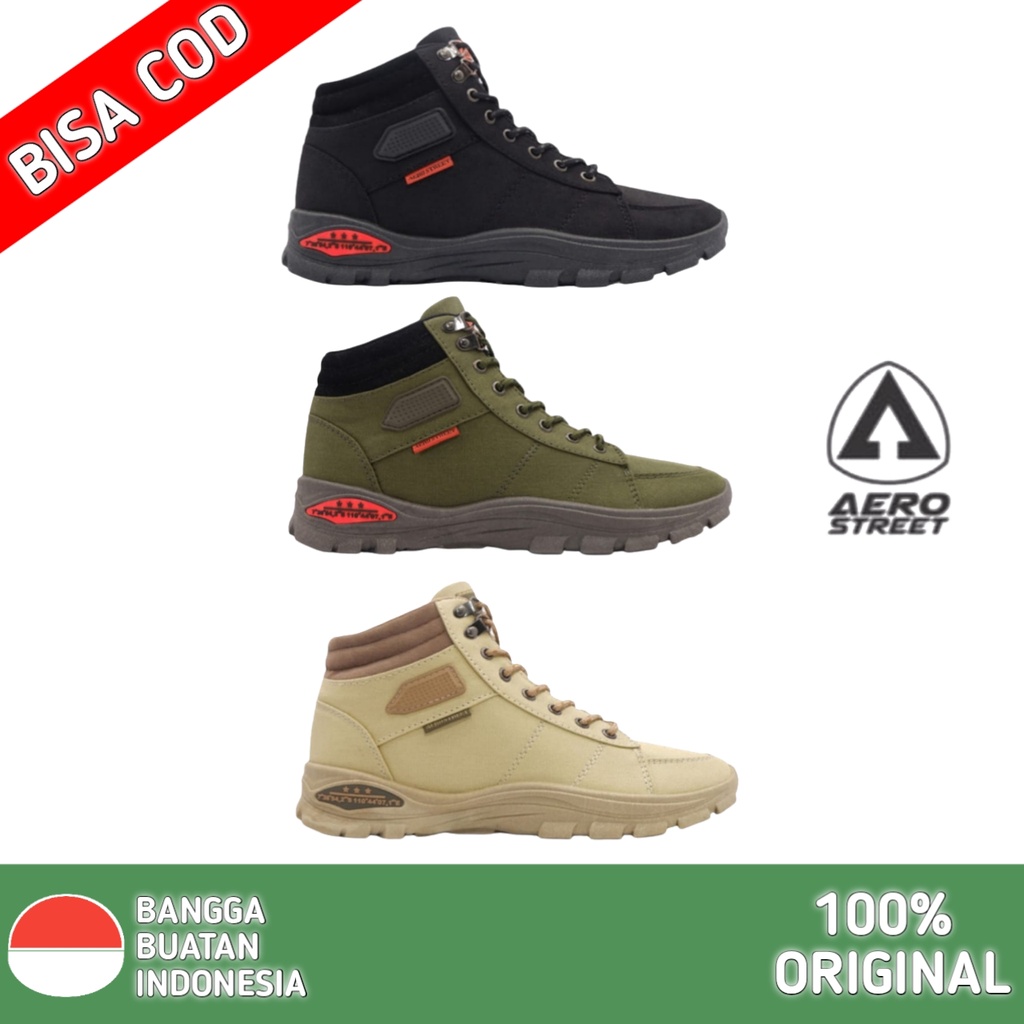 Aerostreet 40-43 Tactical Hitam Coklat Krem Hijau Army - Sepatu Sneaker Boots Pria Wanita - Sneakers
