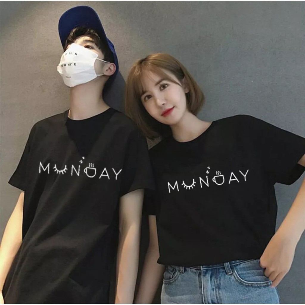 PROMO KAOS COUPLE  MONDAY / BAJU PASANGAN COUPLE JUMBO KAOS PENDEK