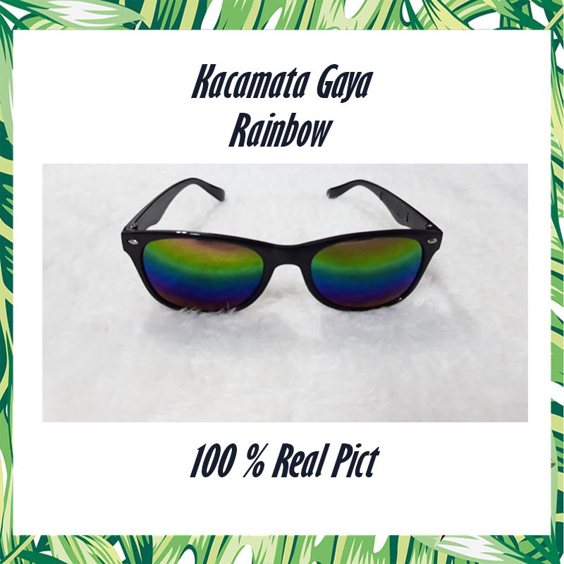 Kacamata Normal-Kacamata unisex gaya sunglass keren cewek cowok vintage/Rainbow/nastushaa