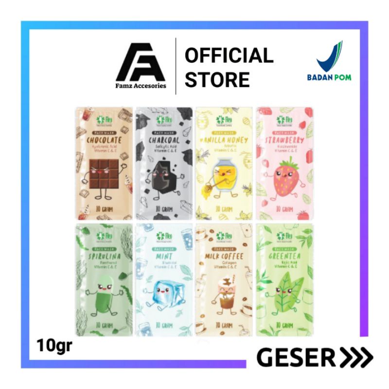 Famz - BUY 1 GET 1 FREE GIFT Masker Organik Fleo 10gram BPOM / Masker Wajah Fleo 10gr / Travel Size 