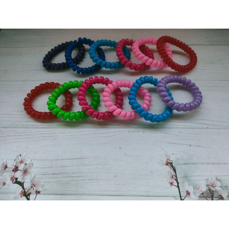 IKAT RAMBUT SPIRAL WARNA UK 3CM/5CM PER PCS