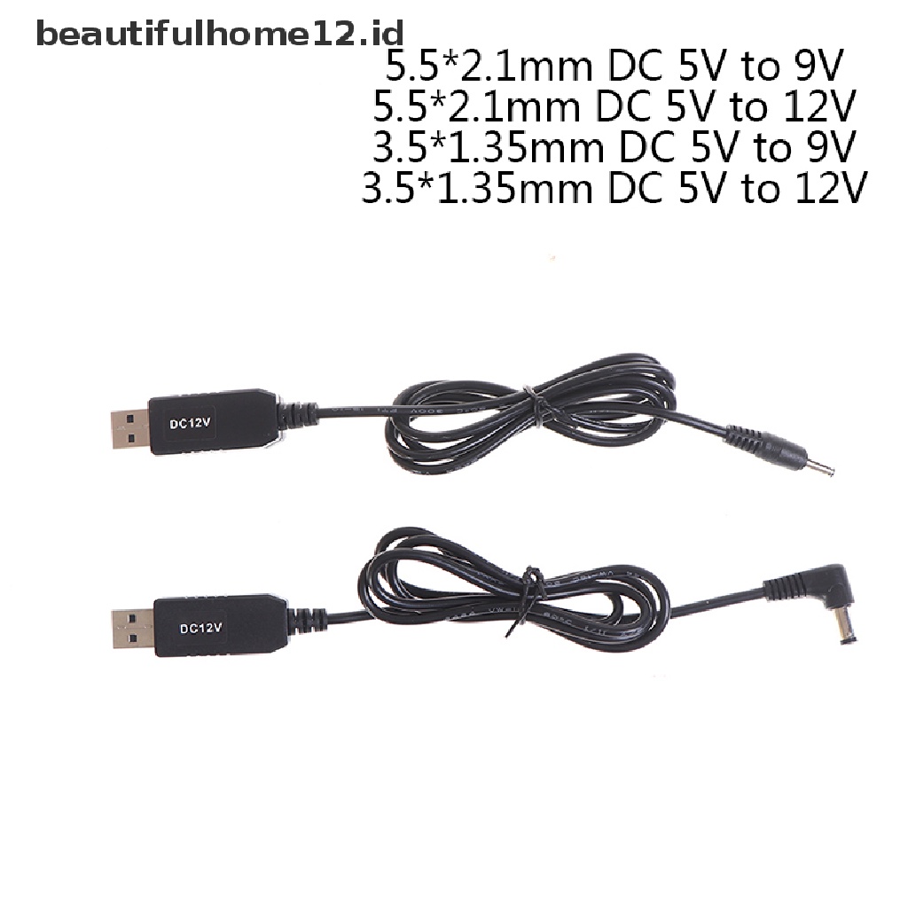 【beautifulhome12.id】 USB power boost line DC 5V to 9V 12V Step UP Adapter Cable 3.5*1.35mm 5.5*2.1mm .