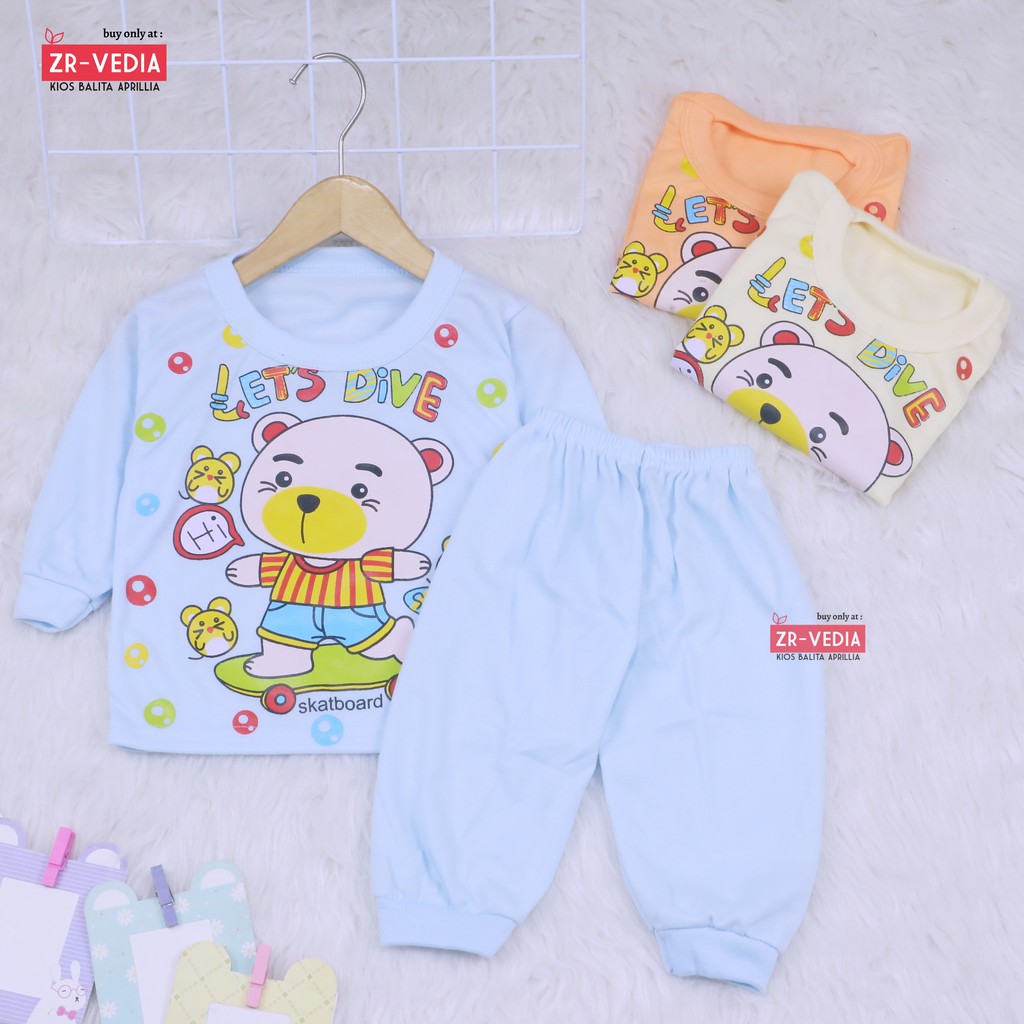 Piyama Kaos Kartun Uk. Bayi / Baju Tidur Bahan Kaos Anak Laki Perempuan Murah Gambar Kartun Adem kiosbalitaaprilia