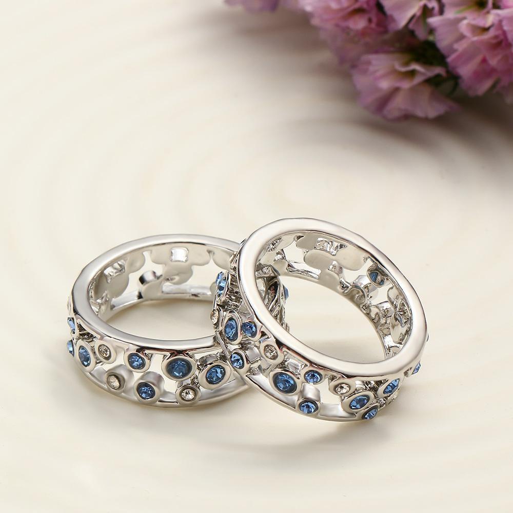 R-flower 1PC Cincin Batu Biru Bahan Alloy Perhiasan Fashion Untuk Wanita