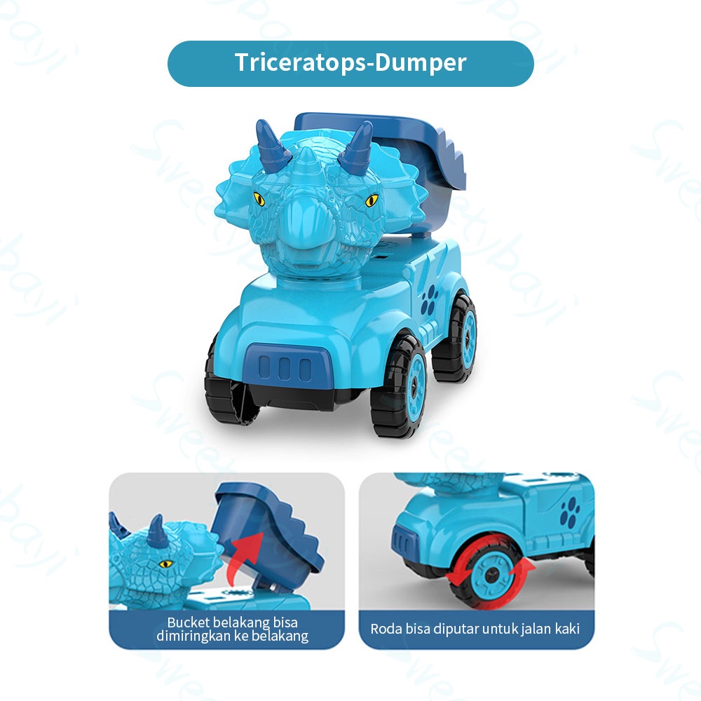 Sweetybayi Mobil mobilan anak dinosaur Mainan mobil truk