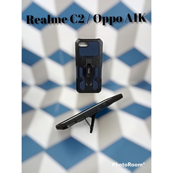 MN - Realme C2 / Oppo A1k Case I-Crystal Robot Silikon Ring Standing Cover Casing HP Hardcase