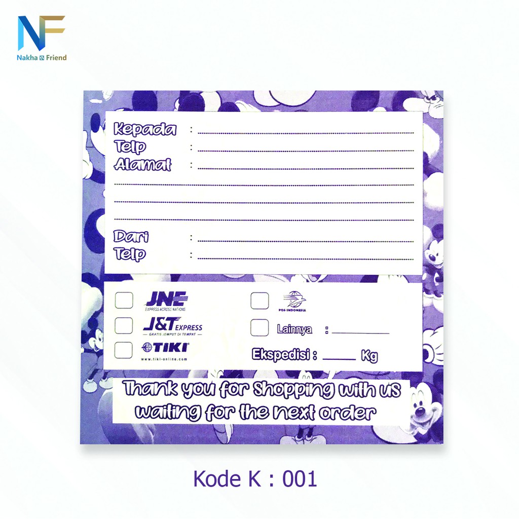 

Label Pengiriman Online Shop Kode K isi 100Lembar