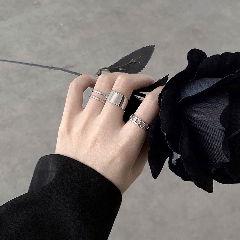 [Ready Stock]Cincin 3Pcs/Set Korea Titanium Anti Karat Dan Anti Luntur Murah Gaya Punk Hip-hop Fashion Pria Wanita Aksesoris Perhiasan Hadiah Ulang Tahun COD