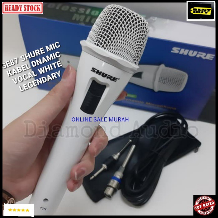 G87 SHURE legendary Mic kabel Microphone cable mik karaoke vocal vokal audio sound system pengeras suara pro profesional mikrophone dynamic legendaris white putih musik G87   BISA SEGALA JENIS AUDIO SYSTEM  TERBUAT DARI BESI METAL  Langsung nyala tanpa ba