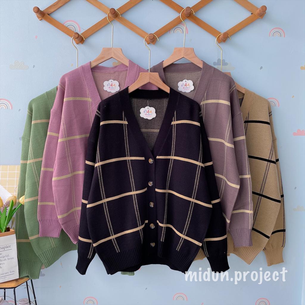 ERYCA CARDY | CARDIGAN MOTIF SQUARE | KNITWEAR SUPER TEBAL