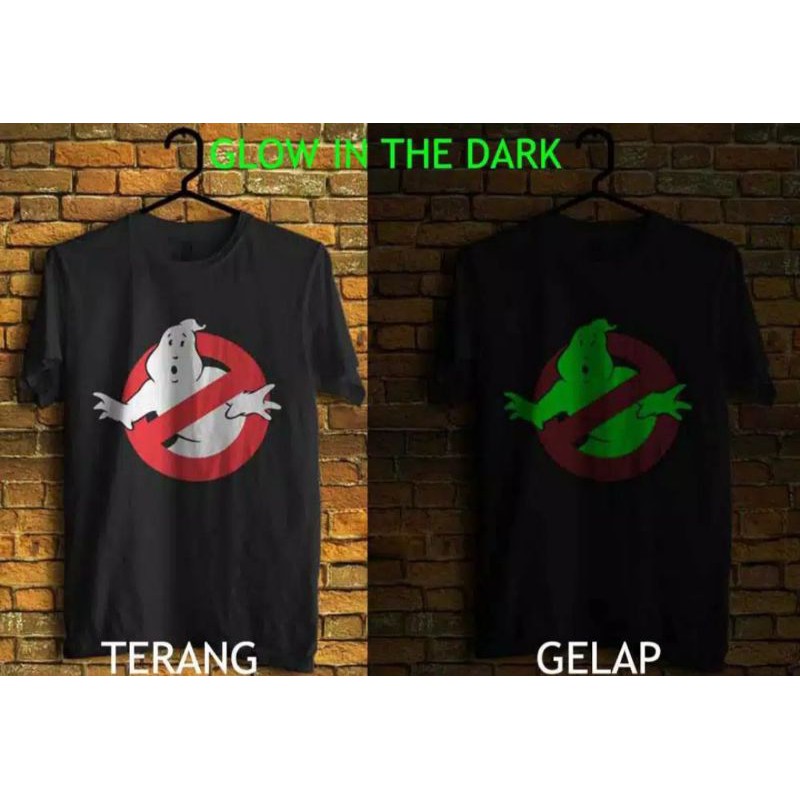 KAOS GHOSTBUSTER BAJU NYALA DALAM GELAP HITAM S-XXL