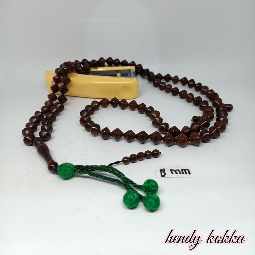 5pcs tasbih 99 kokka kaukah wajik rumbai 8mm coklat