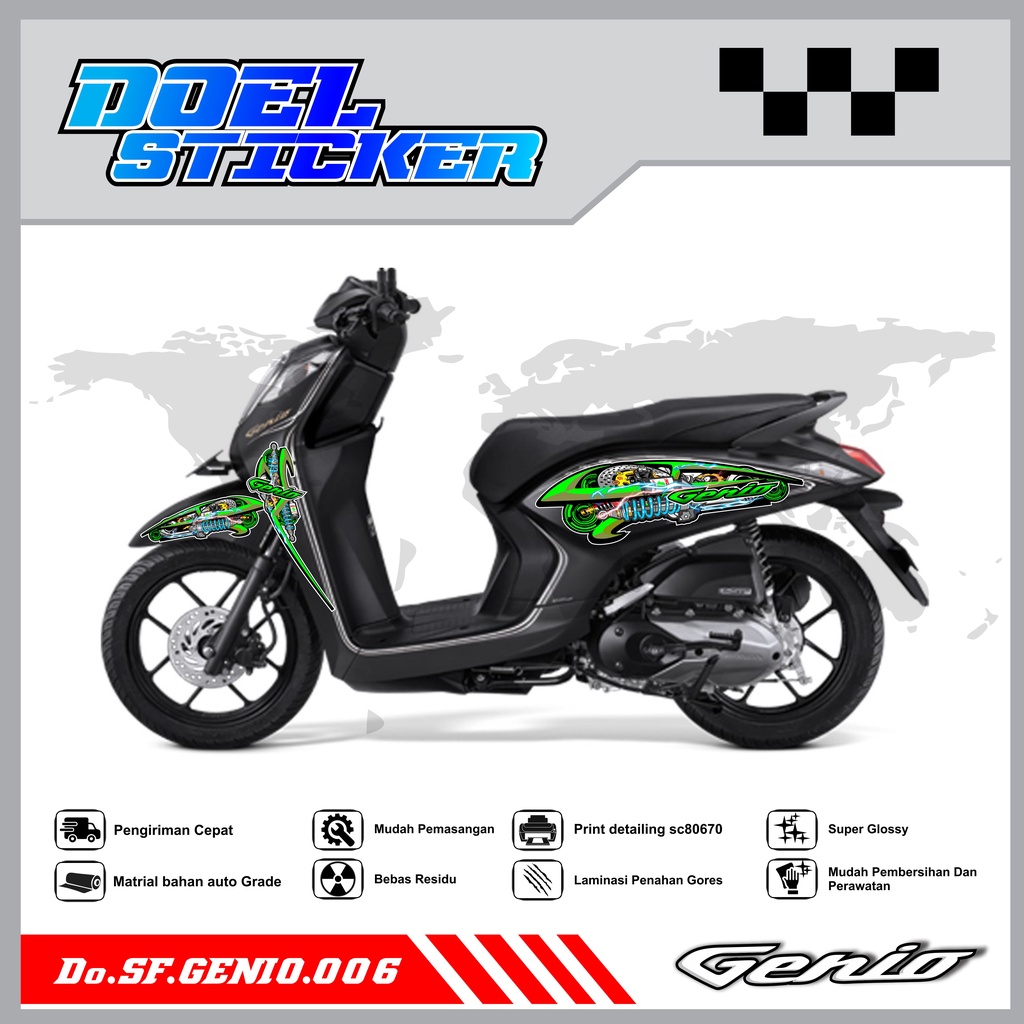 Sticker Striping Variasi Genio List Variasi Hologram , Crome Doel 006