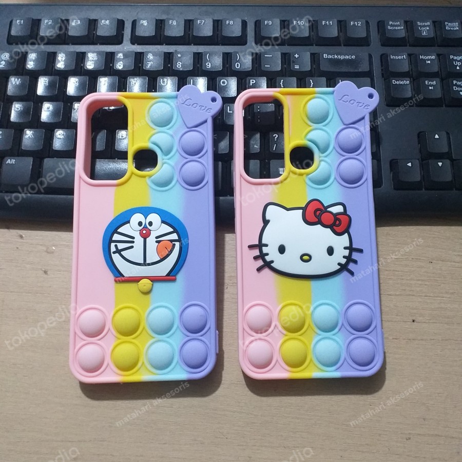 Case pop it Infinix Hot 11 silikon softcase karakter rainbow push bubble fidget stress reliever case