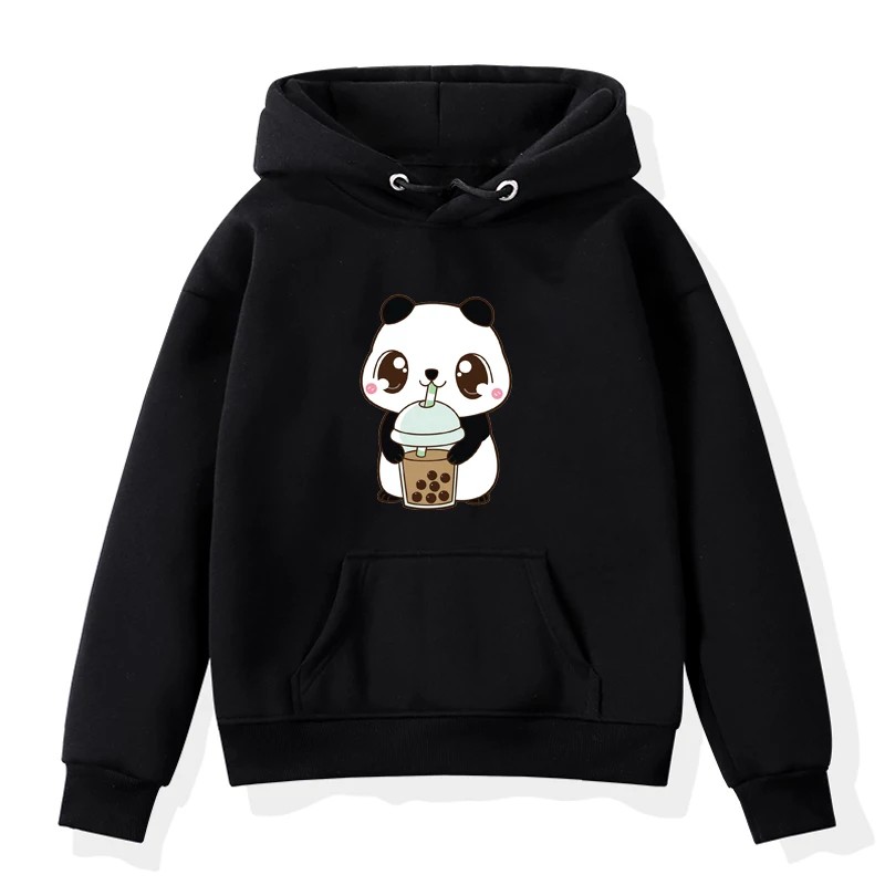 Sweater Anak Panda With Boba Hoodie Anak Fleece Pakaian Anak Unisex