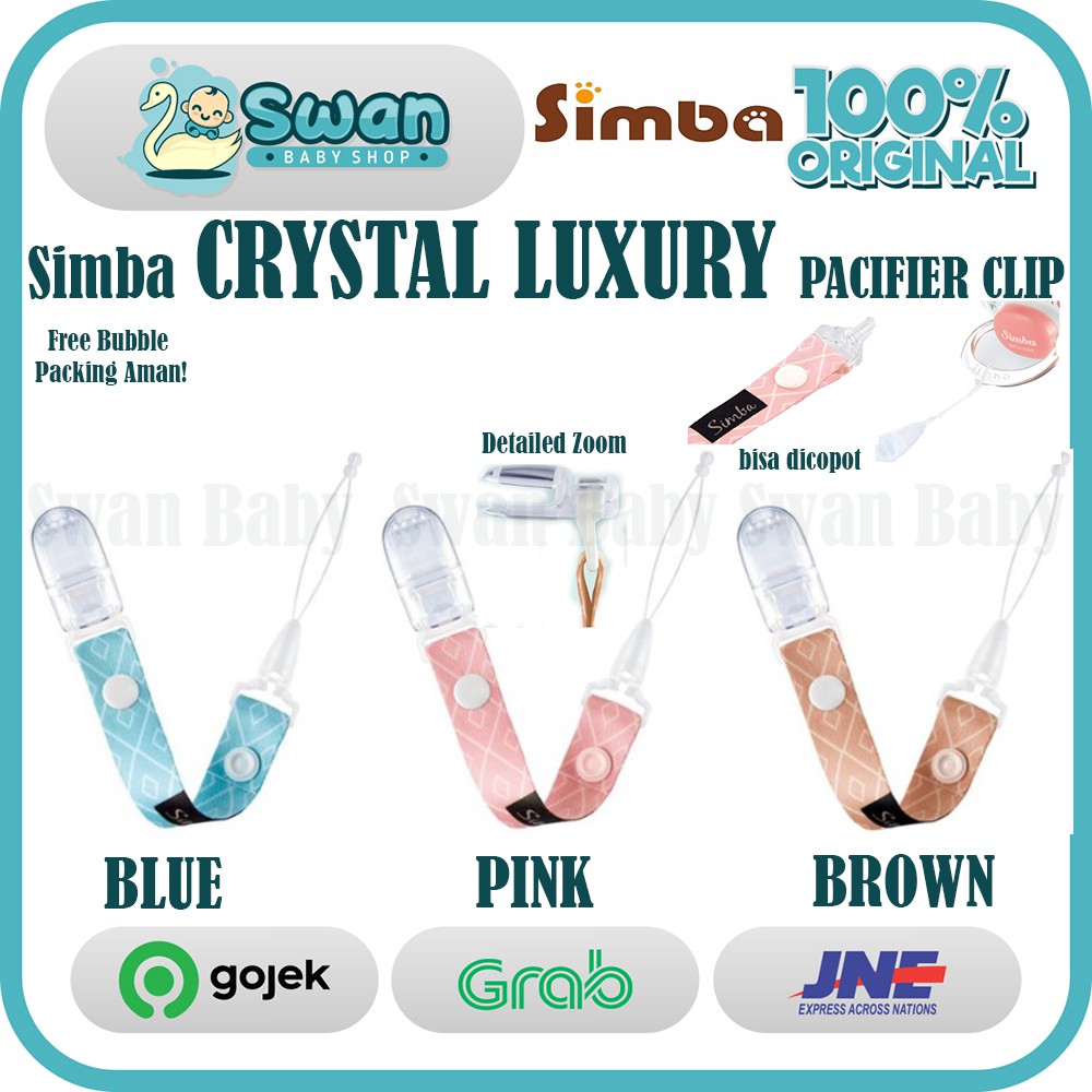 SIMBA Crystal Luxury Pacifier Clip All Varian ( Blue Pink Brown )