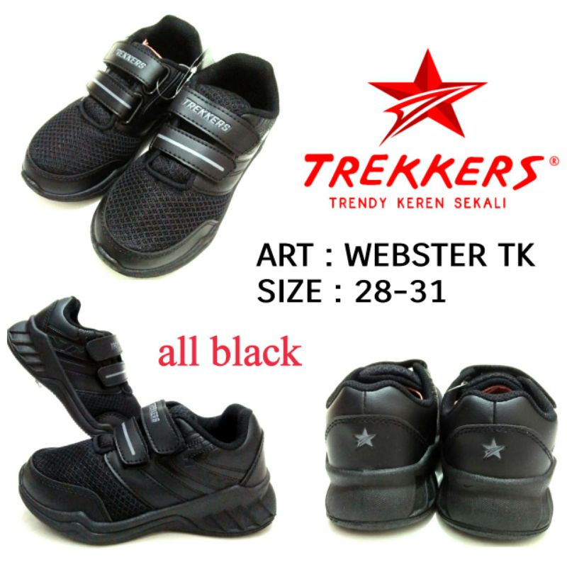 SEPATU ANAK SEKOLAH TALI UNISEX TREKKERS WEBSTER TK Size 28-31 WARNA HITAM TERMURAH SEPATU ANAK COWOK CEWEK