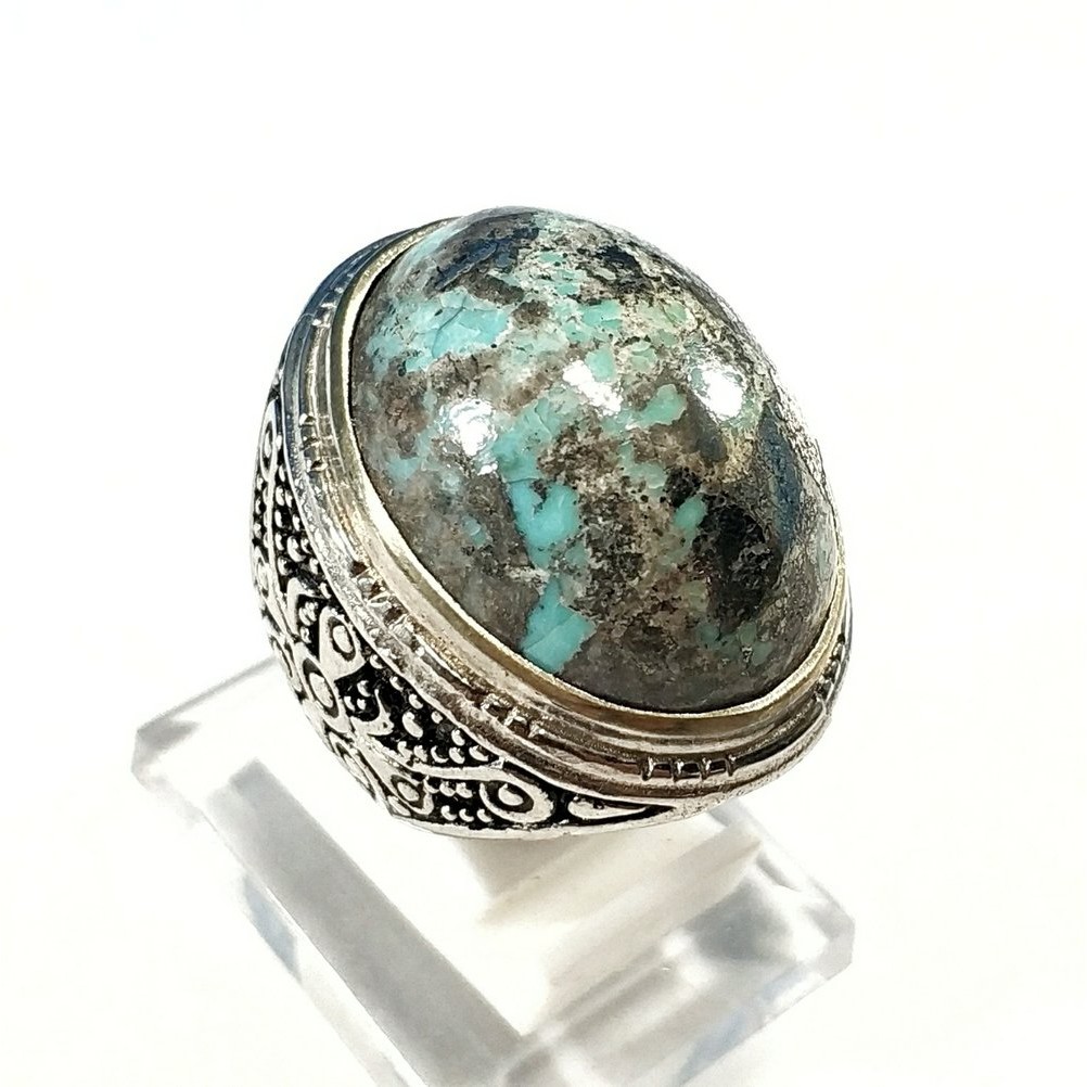 CINCIN BATU AKIK NATURAL PIRUS PERSIA TURQUOISE SERAT EMAS IRAN