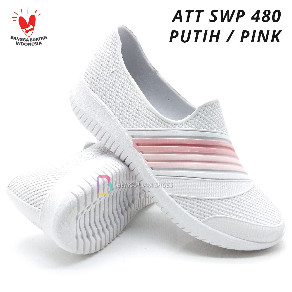 Sepatu Karet Wanita - Sepatu Slip On Karet Wanita ATT SWP 480 Putih - Anti Air &amp; Anti Slip