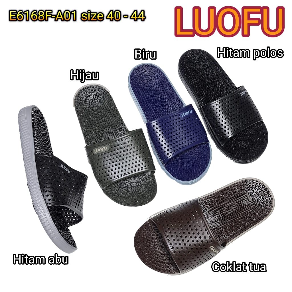 LUOFU ORIGINAL jelly sandal karet empuk murah pria import sendal cowok selop E6168F-A01