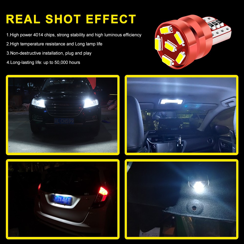 W5W led T10 LED Bulbs 6SMD 4014 For Car LED Lighting Parking Position Lights Interior Map Dome Lights 12V Bright White