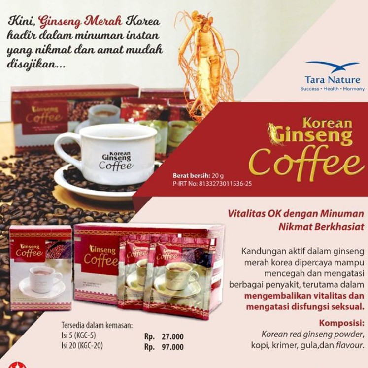 

Korean Ginseng coffee (isi 5 sachet) dan isi 20 sachet