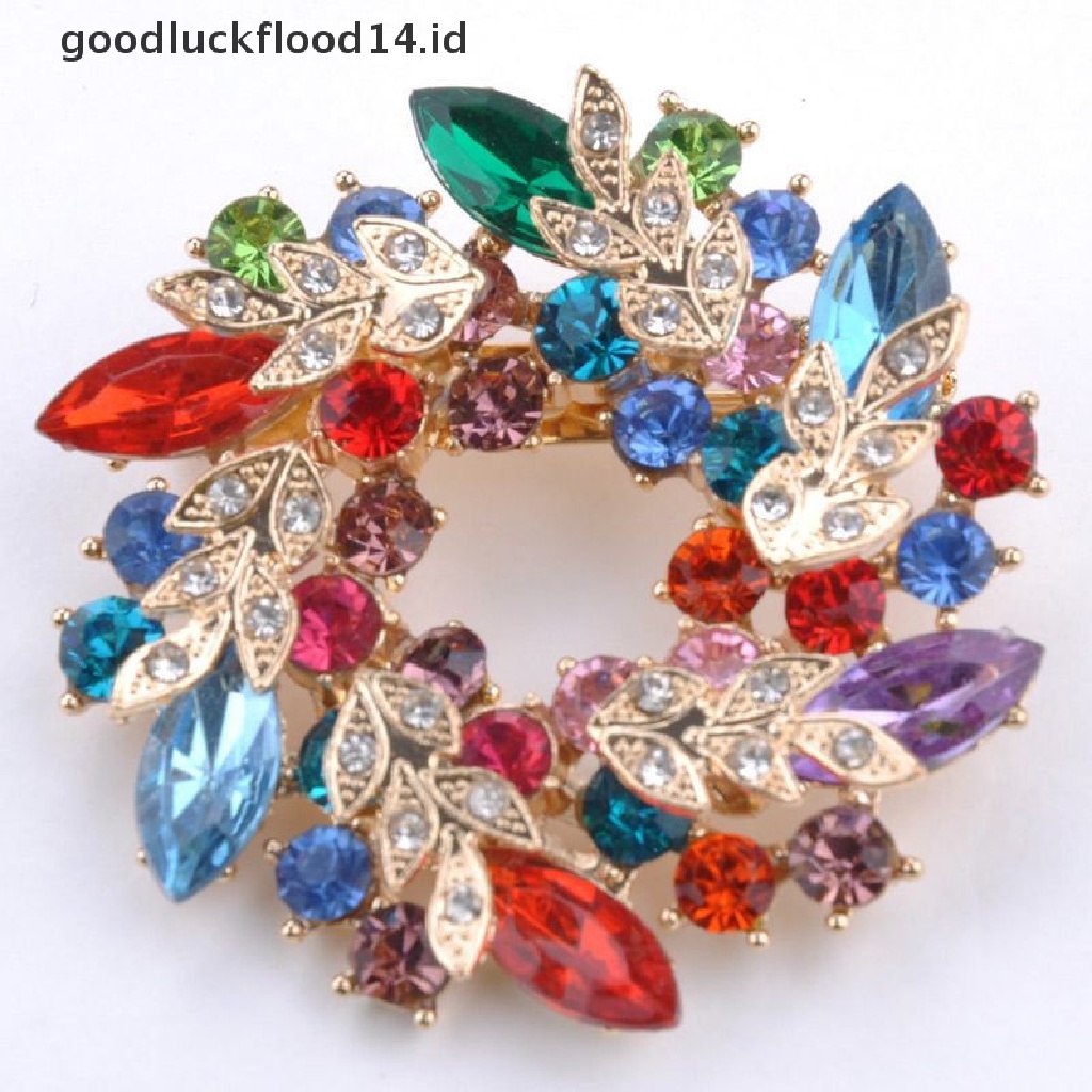 [OOID] New Fashion Shining Rhinestone Gold Plated Redbud Flower Pin Brooches Jewelry ID