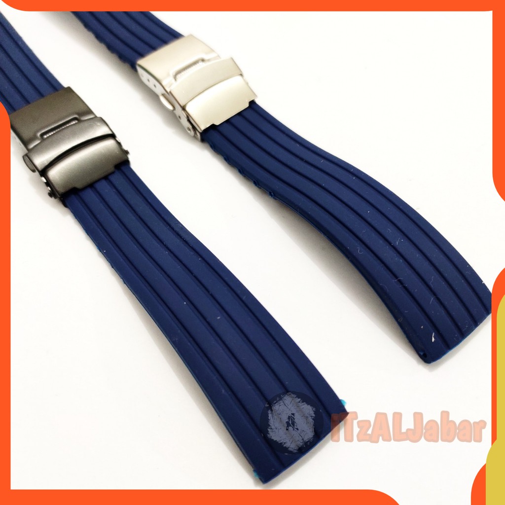 Tali jam tangan Rubber karet engsel strap bracelet biru navy