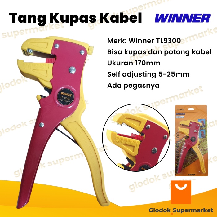 Tang Pengupas Potong Kulit Kabel 170mm Winner Wire Stripper Alat Kupas Cable TL9300