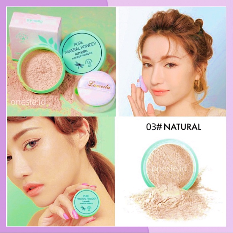 LAMEILA Bedak Tabur Daun Pure Mineral Powder Make up Powder Berfungsi Sebagai Mengontrol Minyak Berlebih LA101