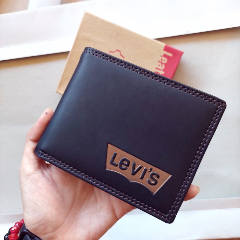 Dompet Pria Kulit Sintetis Branded Fashion Lvs Hitam Lipat