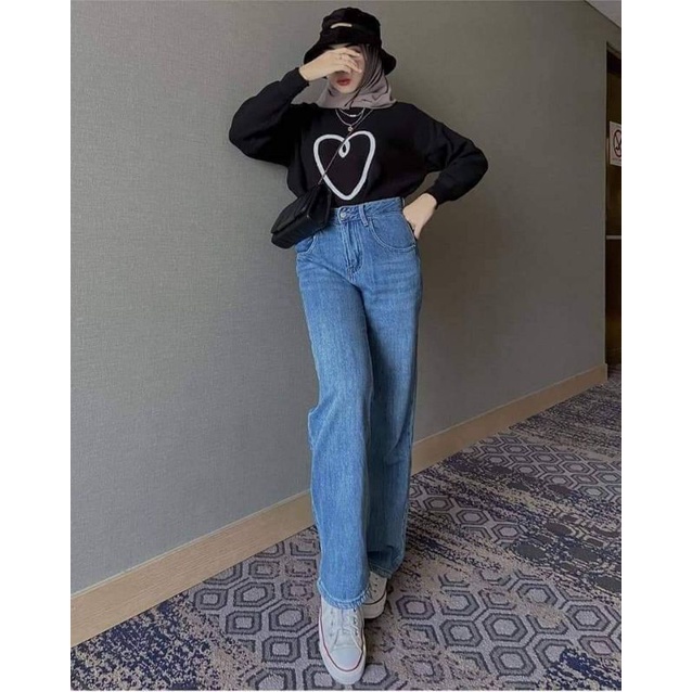 celana jeans wanita kulot loosse