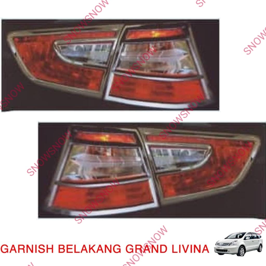 Paket Garnish Lampu Depan Belakang Nissan Grand All New Livina Chrome