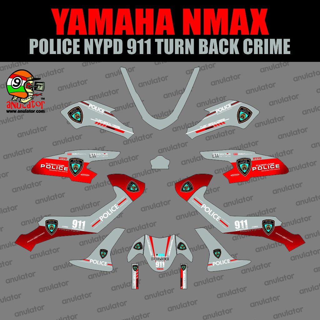 Sticker striping motor stiker Yamaha NMax Police NYPD SPEC A yuuuuk diorderrr
