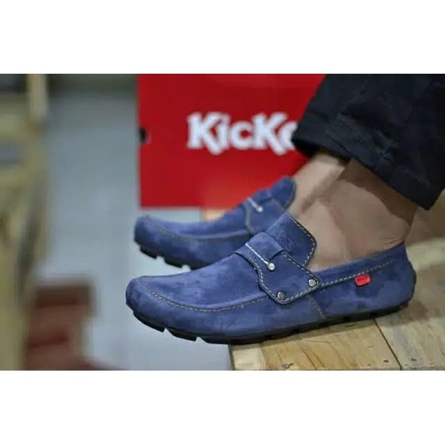 MS SHOP - Sepatu Pria Kickers Papara Mocasin Navy Slop Cowok Formal Kasual Laki Kiker Selop