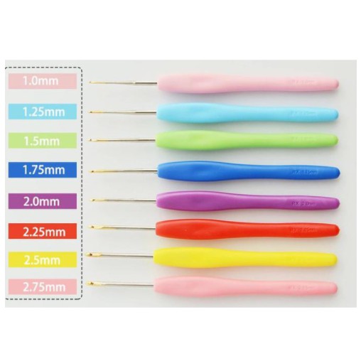 AnekaBenang - Hakpen Alumunium Gagang Plastik Soft Candy - Set (Alu Crochet Hook Handle)