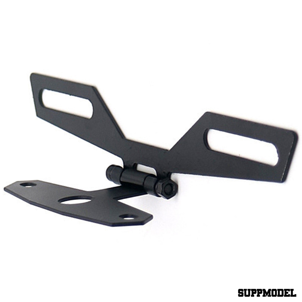 SPM Motorcycle Folding License Plate Holder Adjustable Tail Rear Light Bracket Rack