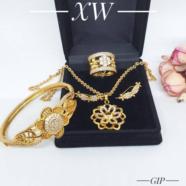 Perhiasan set lapis emas gold (CINCIN HANYA TERSEDIA UK BESAR)