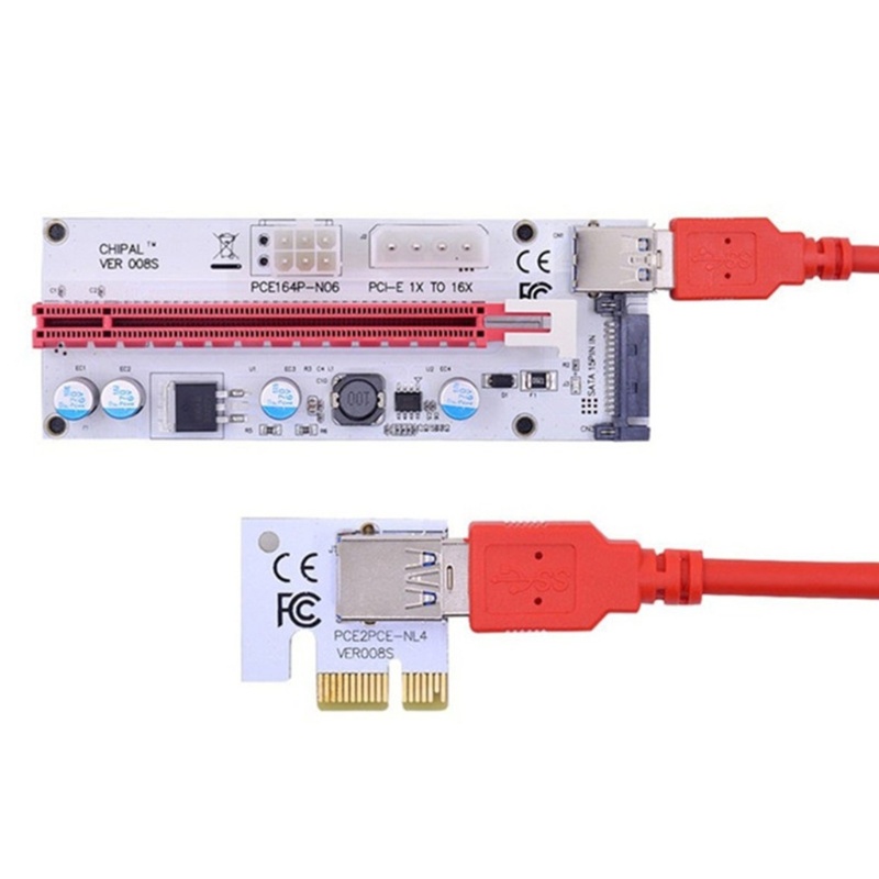 Btsg PCI Untuk Express 1X Ke 16X Extension PCI-E Riser Card 4Pin 6Pin Power LED US