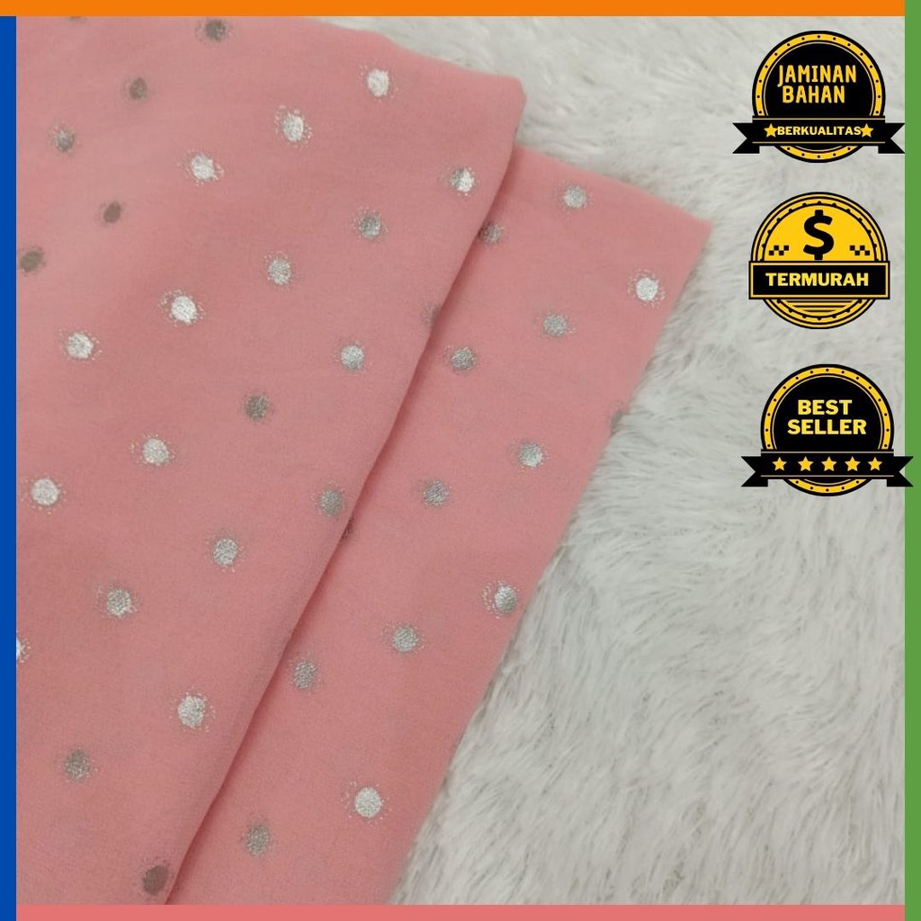 Kain Memora Kain Sifon Ceruty Motif Polka Berbagai Warna Lebar 140 cm Murah Banget