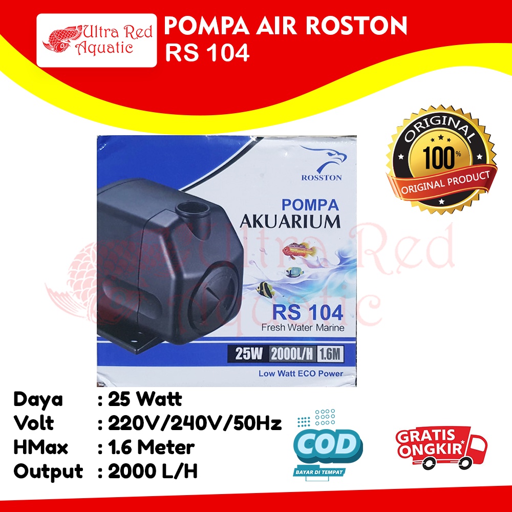 Rosston Pompa Air Celup Kolam Aquarium 104 RS 104 RS104 RS-104 LOW WATT