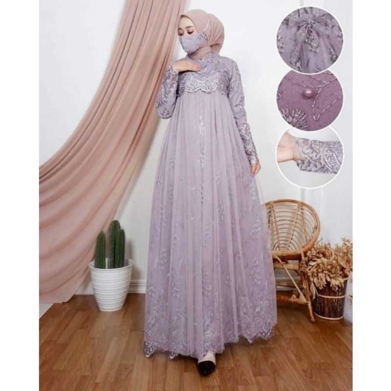 Permata Olshop / Gamis Aulia Tutu NK / Gamis Pesta Mewah / Kebaya Modern / Kebaya Pesta / Gamis Brukat / Gamis Tutu / Kebaya